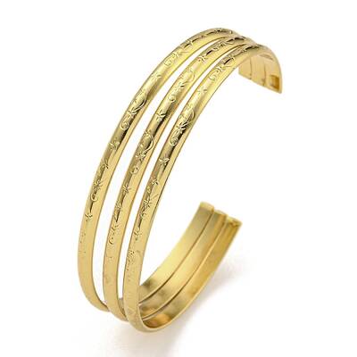 PVD Vacuum Plating 202 Stainless Steel Multi-strand Open Cuff Bangles for Women
