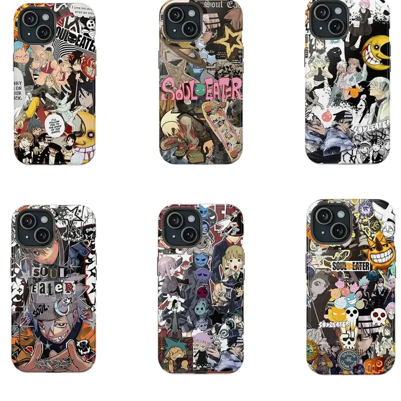 6 Styles Soul Eater Phone Case Evans Crona Maka Albam Black Star Tsubaki Death the Kid Manga Anime, Anime Vintage Special Cov...