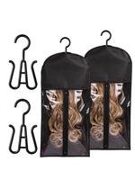 Wig Storage Bag with Hook, 2pcs High Quality Zipper Transparent Wig Storage Hanger, Dustproof Wig Storage Tool for Salon & Ho...