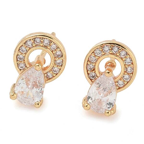 Rack Plating Brass Clear Cubic Zirconia Stud Earrings