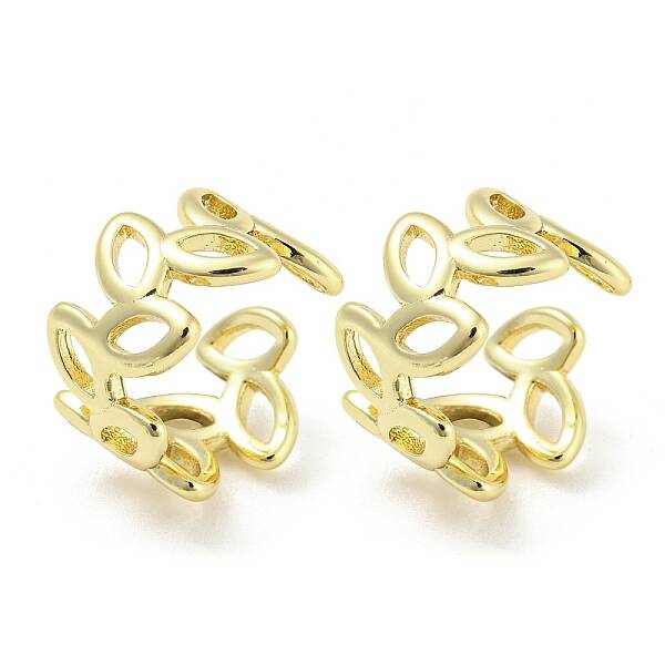 Hollow Leafy Branch Brass Cuff Earrings