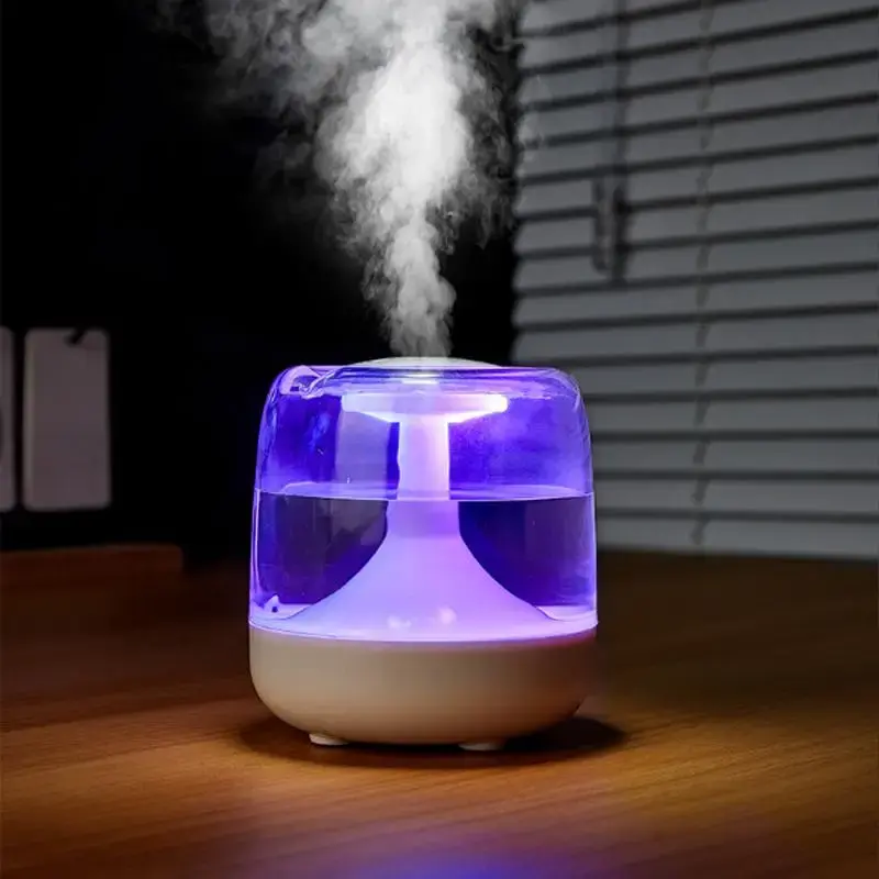 650ML Air Humidifier, USB Powered Desktop Air Humidifier with Night Light, Household Appliances for Living Room, Bedroom, Off...
