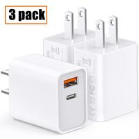 [3 Pack] USB-C Wall Charger, 20W Durable Dual Port QC+PD 3.0 Power Adapter, Double Fast Plug Charging Block for iPhone 16 14/...