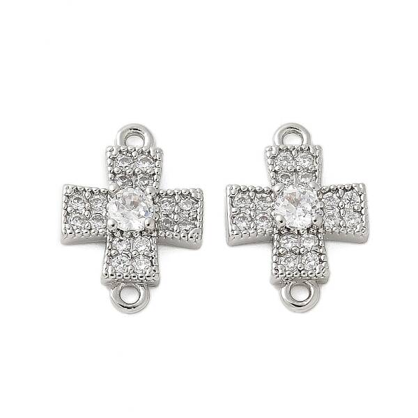 Brass Micro Pave Cubic Zirconia Connector Charms