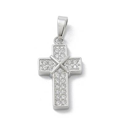 Ion Plating(IP) 304 Stainless Steel Micro Pave Cubic Zirconia Pendants