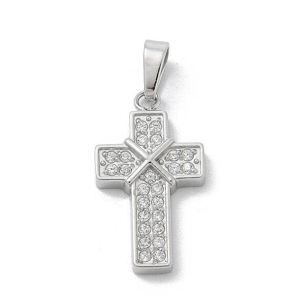 Ion Plating(IP) 304 Stainless Steel Micro Pave Cubic Zirconia Pendants