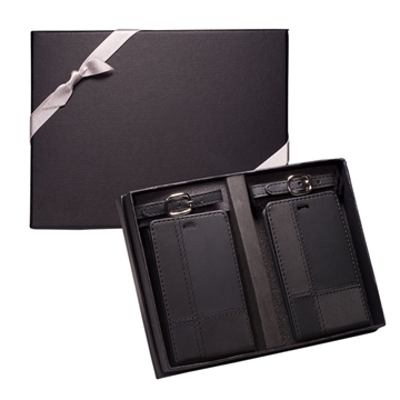 25 Custom Leeman Tuscany Duo-Textured Luggage Tags Gift Set - Faux ...