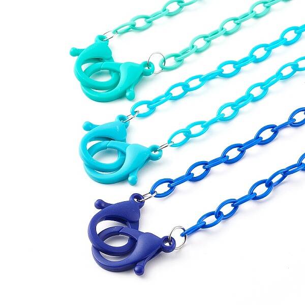 3Pcs 3 Colors Personalized ABS Plastic Cable Chain Necklaces