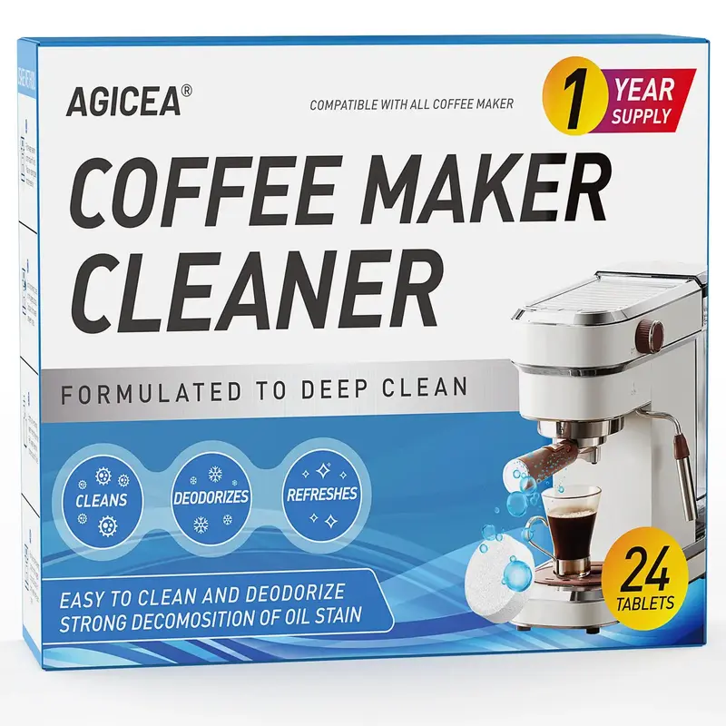 Coffee Machine Cleaner Descaler Tablets - 24 Pack, Deep Cleaning and Descaling for All Coffee Makers , Coffee Maker Pot Desca...
