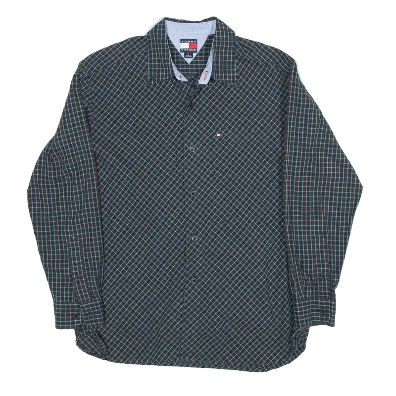 TOMMY HILFIGER Shirt Green Check Long Sleeve Boys M
