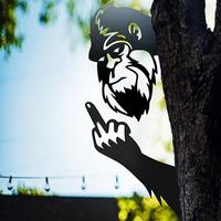 Bigfoot Flipping Off Metal Sign - Funny Peeking Sasquatch Outdoor Decor, Middle Finger Garden Art for Yard, Fence or Patio (W...