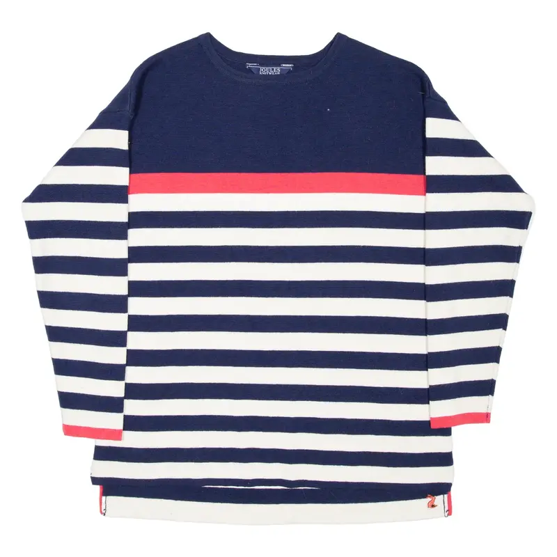 JOULES Womens Patterned Jumper Blue Striped Tight Knit Wool UK 6