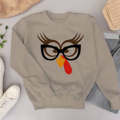 Thanksgiving Grandma Sweatshirt, Turkey Face Leopard Print Glasses Sweater, Turkey Face Shirt, Funny Turkey Shirt, Autumn Wom...