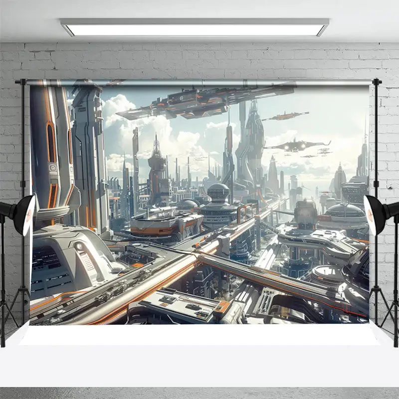 Future City Craft War Birthday Backdrop For Photo - Aperturee