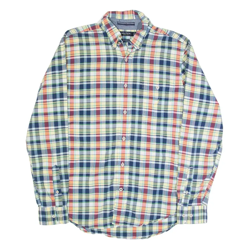 NAUTICA Mens Shirt Blue 90s Check Long Sleeve M