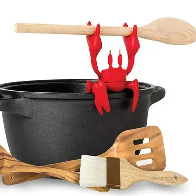 Creative Crab Design Silicone Pot Holder, 1 Count Heat Resistant Pot Holder, Non-slip Spoon Rest Kitchen Cooking Accessories ...