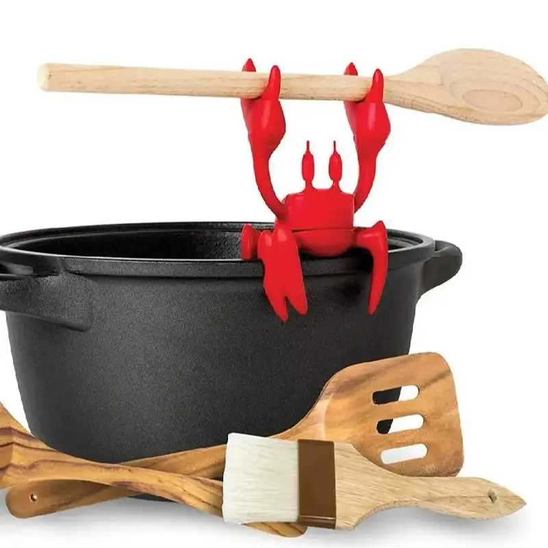 Creative Crab Design Silicone Pot Holder, 1 Count Heat Resistant Pot Holder, Non-slip Spoon Rest Kitchen Cooking Accessories ...