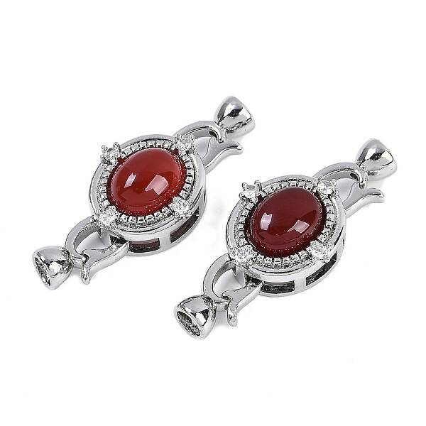 Brass Micro Pave Clear Cubic Zirconia Fold Over Clasps
