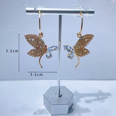Fashionable luxury Clear Cubic Zirconia & Rhinestone Butterfly Stud Earrings