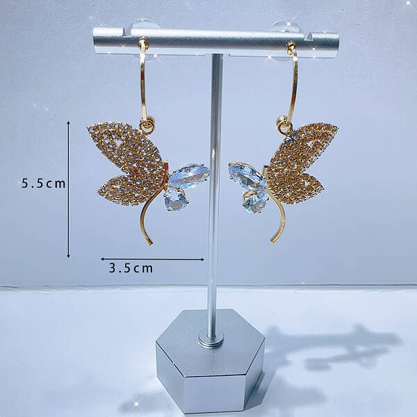Fashionable luxury Clear Cubic Zirconia & Rhinestone Butterfly Stud Earrings
