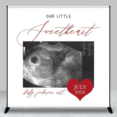 Custom Photo Ultrasound Sweetheart Baby Shower Backdrop - Aperturee