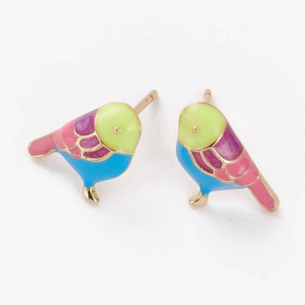 Brass Enamel Stud Earrings