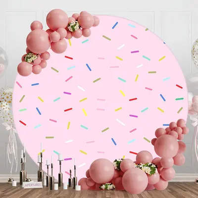 Pink Sweet Candy Round Birthday Backdrop For Girl - Aperturee