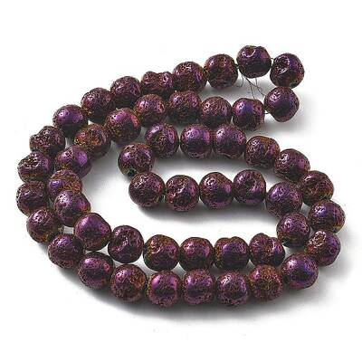 Electroplated Natural Lava Rock Beads Strands