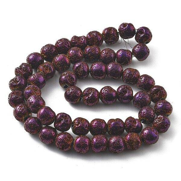Electroplated Natural Lava Rock Beads Strands