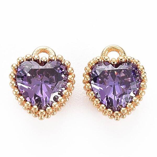Brass Micro Pave Cubic Zirconia Charms