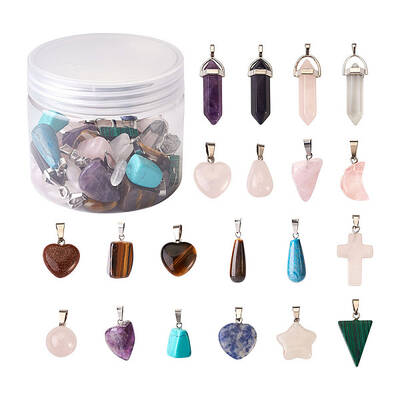 Natural & Synthetic Mixed Gemstone Pendants
