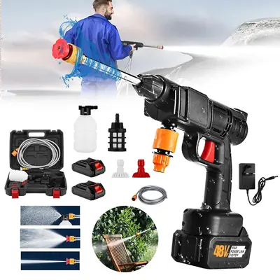550 PSI Cordless Pressure Washer Machine, Water Squirter, Water Blaster Portable Power Washer with 48V 5.0Ah Battery and Char...