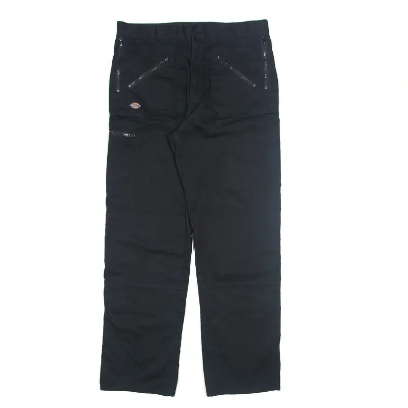 DICKIES Workwear Chambray Trousers Black Regular Straight Mens W34 L31