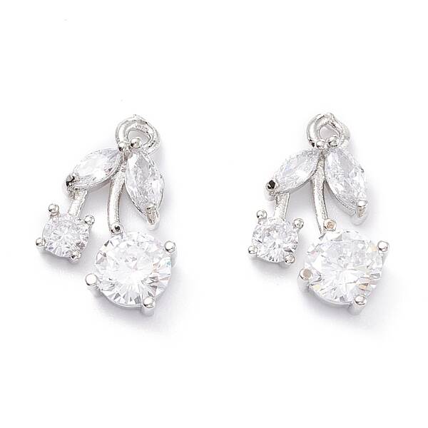 Rack Plating Brass Cubic Zirconia Charms