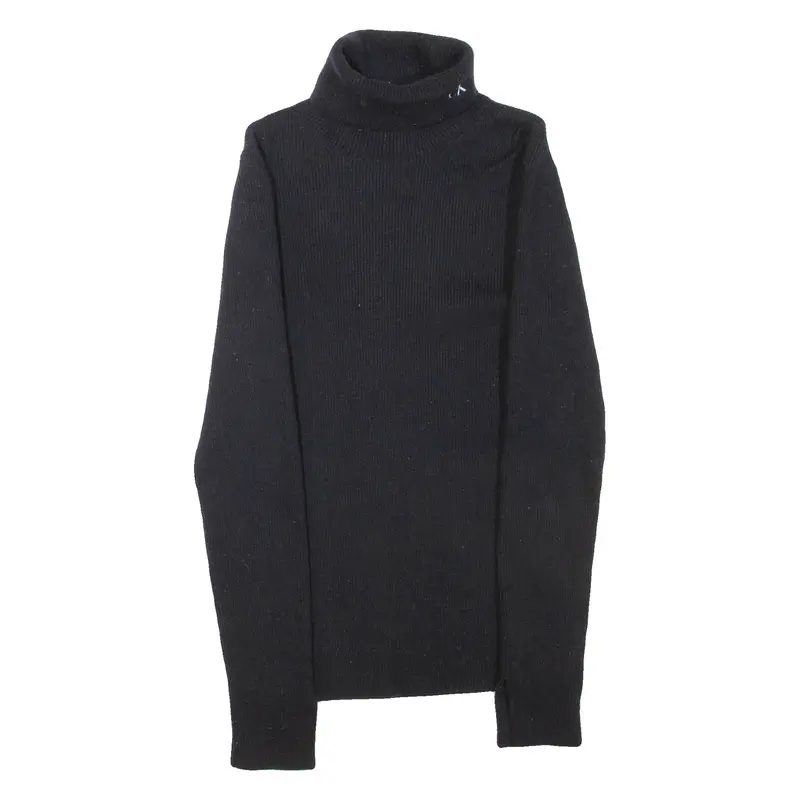 CALVIN KLEIN JEANS Womens Jumper Black Roll Neck Tight Knit XS