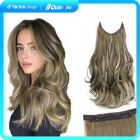 AISI HAIR Summervibes Invisible Wire Hair Halo Extensions Long Straight Layered Synthetic with Transparent Adjustable Size 6 ...