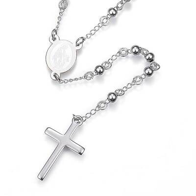 Non-Tarnish 304 Stainless Steel Rosary Bead Necklaces