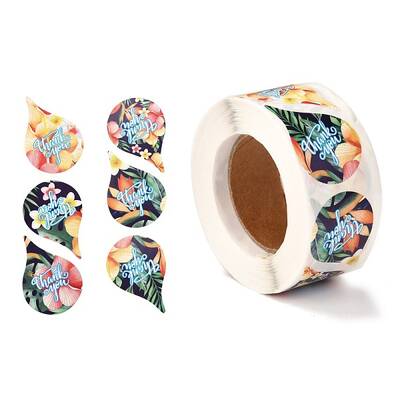 Word Thank You Teardrop Roll Stickers