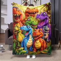 Cartoon Dinosaur Pattern Plush Blanket, 1 Count Soft Warm Throw Blanket, Air-conditioned Room Blanket, Warm Nap Blanket for H...