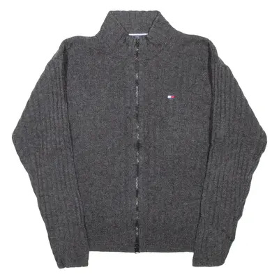 TOMMY HILFIGER Mens Jumper Grey High Neck Chunky Knit L