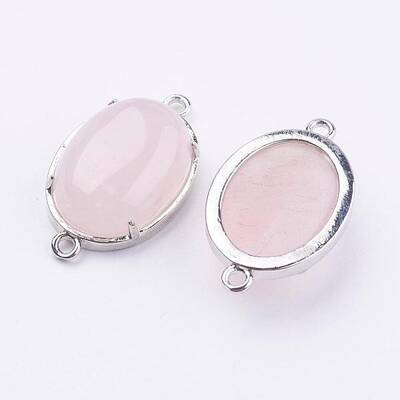 Brass Natural Rose Quartz Links connectors