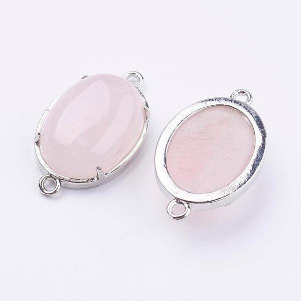 Brass Natural Rose Quartz Links connectors