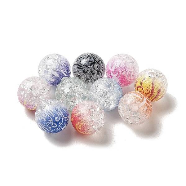 Duotone Spray Painted Crackle Acrylic Beads