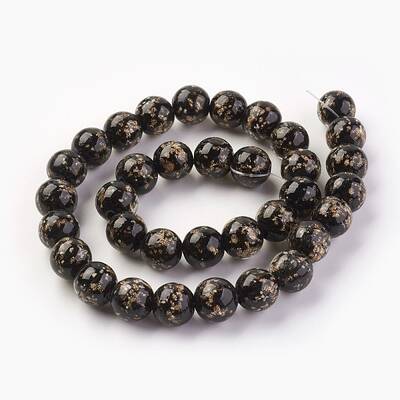 Handmade Gold Sand Lampwork Beads Strands