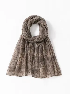 1pc Vibrant Modestfashion Bohemian floral printed Balinese scarf, suitable for women, light and transparent shawl, Elegant ha...