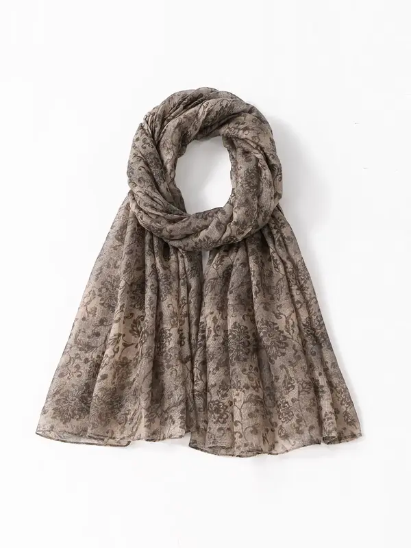 1pc Vibrant Modestfashion Bohemian floral printed Balinese scarf, suitable for women, light and transparent shawl, Elegant ha...