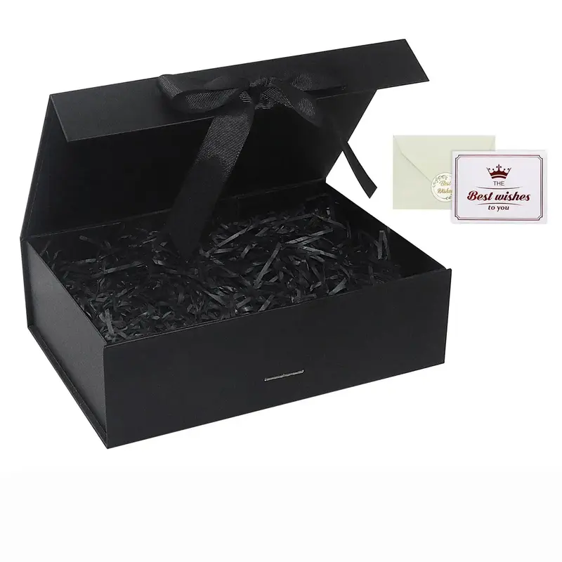 Gift Box with Lid & Magnetic Button, Including Ribbon Greeting Card & Shredded Paper, Summer Essentials, Gift Box for Birthda...