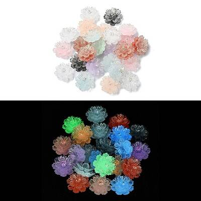 Flower Resin Cabochons with Golden Glitter Powder