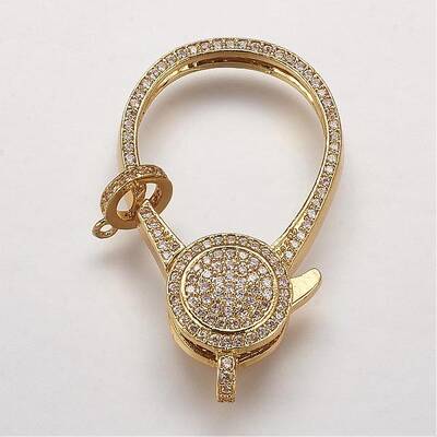 Brass Micro Pave Cubic Zirconia Lobster Claw Clasps