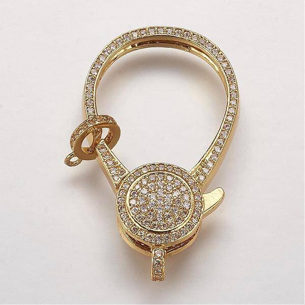 Brass Micro Pave Cubic Zirconia Lobster Claw Clasps